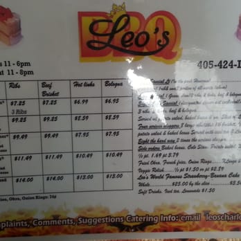 Leo's Barbeque - Menu - American Near Me - Oklahoma City, Oklahoma Leo's Barbeque - Menu - American Near Me - Oklahoma City, Oklahoma