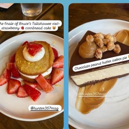 Strawberry cornbread cake and chocolate peanut butter icebox pie