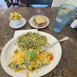 Veggie Omelette, Fruit Cup Veggie Omelette, Fruit Cup