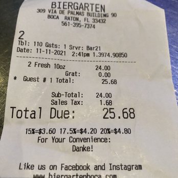 Biergarten - I got robbed...$12 for a 5.8% ABV beer and they served it in a 10 oz. snifter. No wonder the place is empty. So many better options in Boca. - German Near Me - Boca Raton, Florida