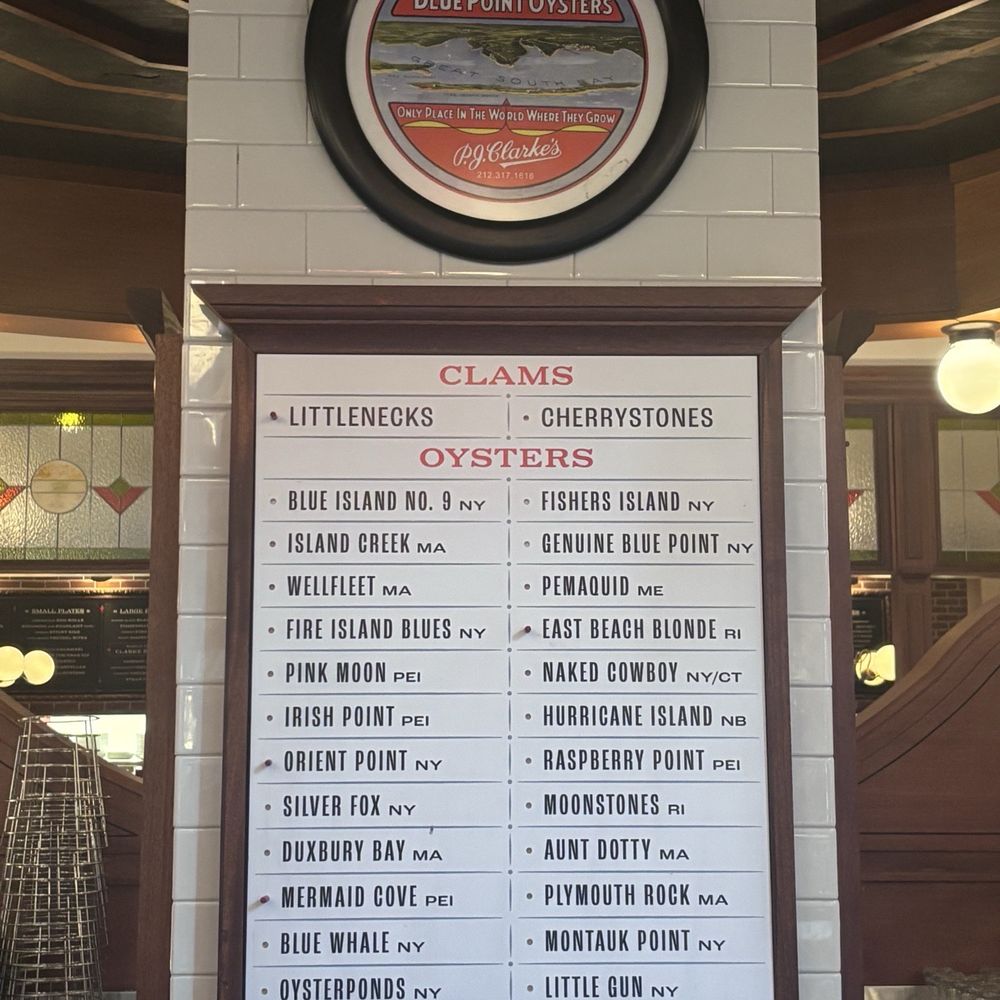 Oyster menu Oyster menu
