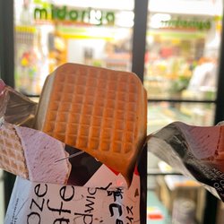 Midoriya - Strawberry ice cream wafer sandwich, $2. + tax