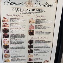 Cake flavor menu