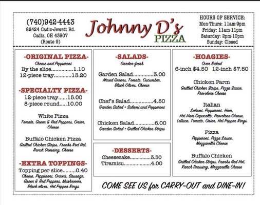 Menu photo 4 Johnny D’s Pizza Cadiz, OH