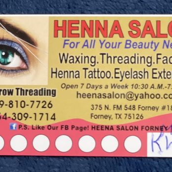Heena Salon - Miss Khan business card - Waxing Near Me - Forney, Texas