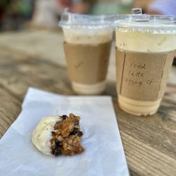 Vanilla Bean Bakery and Coffee - Iced lattes and oatmeal Cookie