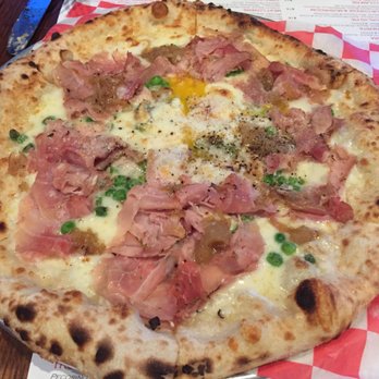 Donatina Neapolitan Pizza Cafe - The scrumptious carbonara pizza at Donatina. - Pizza Near Me - Patchogue, New York Donatina Neapolitan Pizza Cafe - The scrumptious carbonara pizza at Donatina. - Pizza Near Me - Patchogue, New York