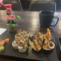 Eel Maki. Shrimp Tempura Any 2 Maki Lunch Hot Tea