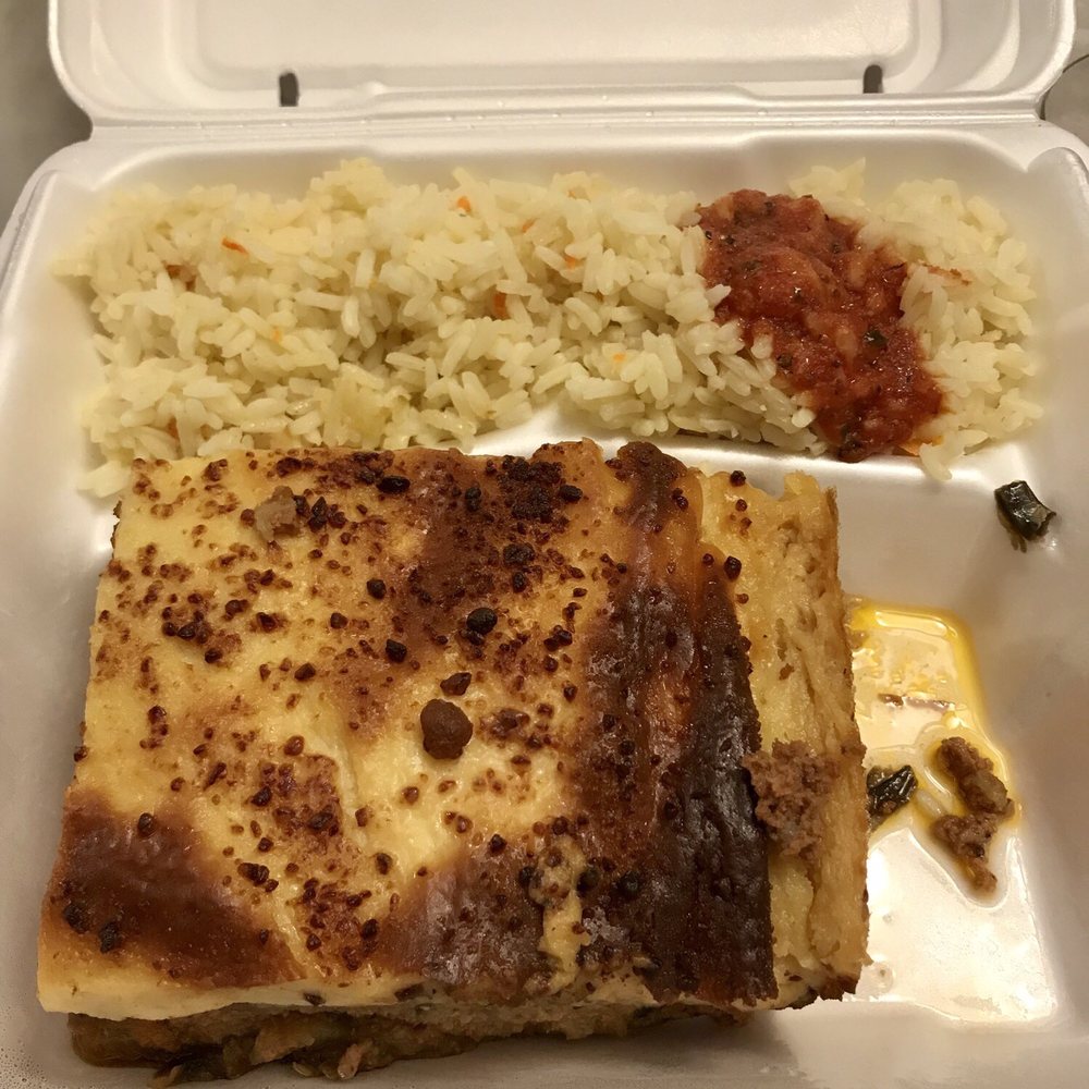 a meal in a styrofoam container
