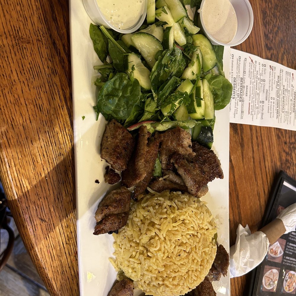 Kenz - P. Yellow Rice Platter - Mediterranean Near Me - Houston, Texas Kenz - P. Yellow Rice Platter - Mediterranean Near Me - Houston, Texas