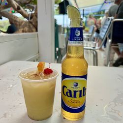 Miss Lucy's Restaurant - Virgin painkiller and Carib beer