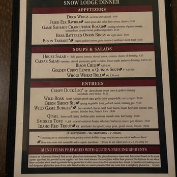 Obsidian Dining Room - Dinner menu - American Near Me - Yellowstone National Park, Wyoming Obsidian Dining Room - Dinner menu - American Near Me - Yellowstone National Park, Wyoming