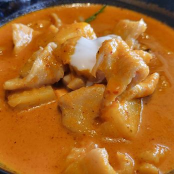 Chaam Eatery - Red curry with pork. The meat was tender, not overcooked, very generous. - Thai Near Me - Riverside, California Chaam Eatery - Red curry with pork. The meat was tender, not overcooked, very generous. - Thai Near Me - Riverside, California