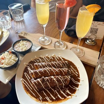 Perla - Enchiladas De Mole & Mimosa Flight - Tapas/Small Plates Near Me - Santa Ana, California