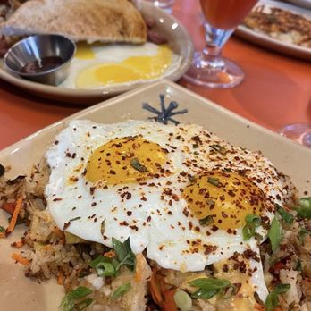 Snooze, an A.M. Eatery - Habanero Pork Belly Breakfast Fried Rice - Breakfast & Brunch Near Me - Orange, California Snooze, an A.M. Eatery - Habanero Pork Belly Breakfast Fried Rice - Breakfast & Brunch Near Me - Orange, California