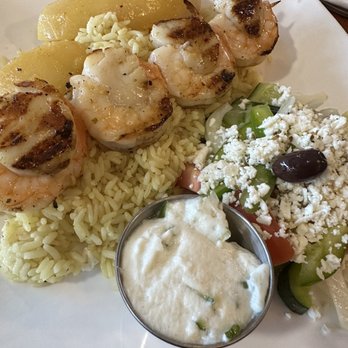 Kisamos Greek Taverna - Prawn and scallop souvlaki dish - Greek Near Me - Richmond, British Columbia Kisamos Greek Taverna - Prawn and scallop souvlaki dish - Greek Near Me - Richmond, British Columbia