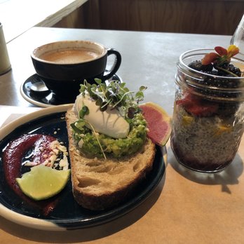 Five5eeds - Breakfast board with avocado toast and chia seed pudding. - Coffee & Tea Near Me - Park City, Utah Five5eeds - Breakfast board with avocado toast and chia seed pudding. - Coffee & Tea Near Me - Park City, Utah