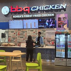 bb.q Chicken Lotte Market Richmond - 1st store on the right inside the Food Court. Soft drinks & water in self-serve frigerated case.