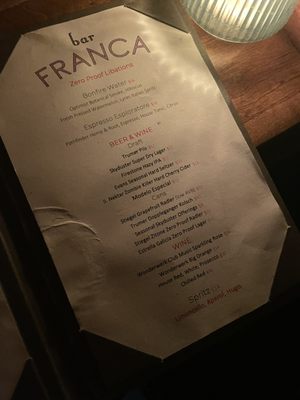 Menu photo 2 Bar Franca Los Angeles, CA Menu photo 2 Bar Franca Los Angeles, CA