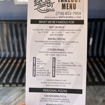 Bar Bill Tavern - Menu - Pubs Near Me - East Aurora, New York Bar Bill Tavern - Menu - Pubs Near Me - East Aurora, New York