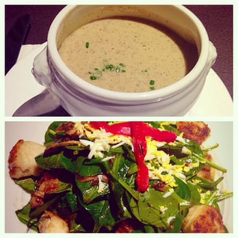 Patria - Creme of Mushroom Soup and a Spinach and Scallop Salad! Outstanding! - Italian Near Me - Salinas, California Patria - Creme of Mushroom Soup and a Spinach and Scallop Salad! Outstanding! - Italian Near Me - Salinas, California