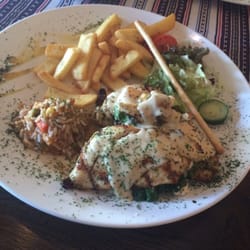Restaurant Rhodos - Chicken baked with feta,bacon, and spinach.