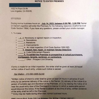 Home Improvement Services - Notice does not give approximate time they will enter during normal business hours. - Plumbing Near Me - Tarzana, California