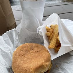 Jackrabbit Dairy Bar - Double cheeseburger, fries and a chocolate shake