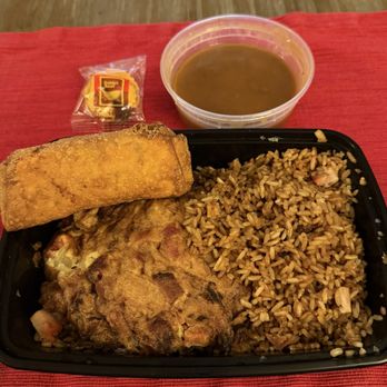 Ho Ho Chinese Kitchen - Roasted pork egg foo young plate, fried rice, egg roll, gravy, fortune cookie. This is my husband's portion. - Chinese Near Me - Bronxville, New York Ho Ho Chinese Kitchen - Roasted pork egg foo young plate, fried rice, egg roll, gravy, fortune cookie. This is my husband's portion. - Chinese Near Me - Bronxville, New York