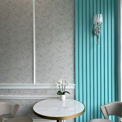 Elegant cafe tables and chairs. Love the color scheme!