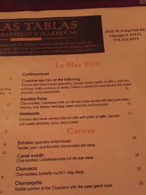 Menu photo 8 Las Tablas Colombian Steakhouse Chicago, IL