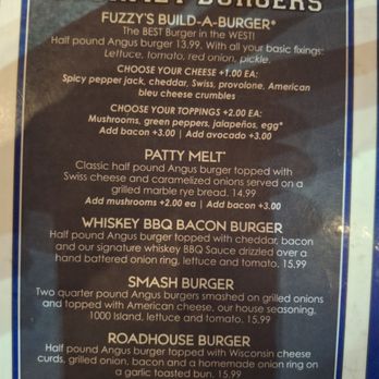 Fuzzy’s Sports Grill - Burgers are AWESOME! My roommate loves a patty melt, SmashBurger is my fave w/1000 island. Love to get mine with onion rings. - Sports Bars Near Me - Peoria, Arizona Fuzzy’s Sports Grill - Burgers are AWESOME! My roommate loves a patty melt, SmashBurger is my fave w/1000 island. Love to get mine with onion rings. - Sports Bars Near Me - Peoria, Arizona