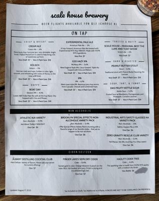 Menu photo 5 Scale House Brewery Hector, NY