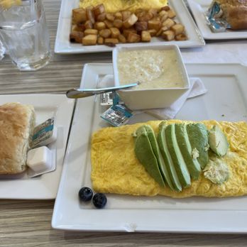 Biscuits And Gravy - B&G Omelette with Cheesy Grits and Biscuit - Salad Near Me - Clawson, Michigan