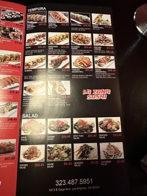 Menu photo 5 La Zona Sushi Los Angeles, CA