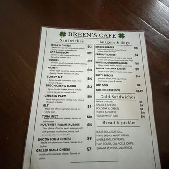 Breens Cafe - Menu - Cafes Near Me - Worcester, Massachusetts