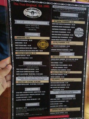 Menu photo 8 Great American Steakburger El Paso, TX