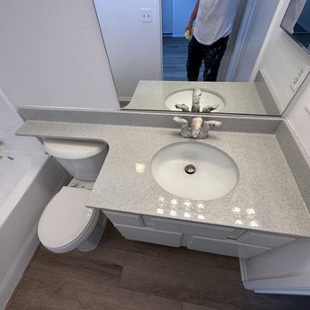 Always Refinishing - Bathroom countertop after refinishing. - Kitchen & Bath Near Me