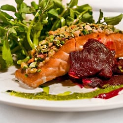 Olivadi - Pistachio and Horseradish Crusted Salmon