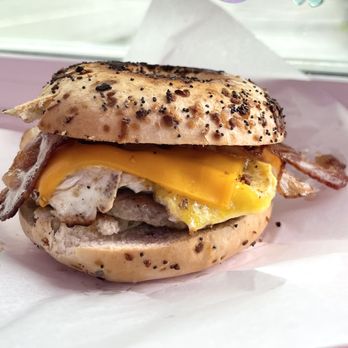 Top Off Espresso - Fresh made Sausage & bacon breakfast sandwich on a every thing bagel #coffee #breakfast - Coffee & Tea Near Me - Portland, Oregon Top Off Espresso - Fresh made Sausage & bacon breakfast sandwich on a every thing bagel #coffee #breakfast - Coffee & Tea Near Me - Portland, Oregon
