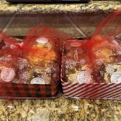 Bella's Bread Shop - Christmas Tins - assortment of goodies: s'mores bars, gingerbread cookies and a mini loaf of