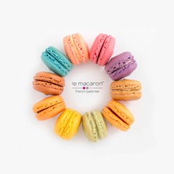 Le Macaron French Pastries - An assortment of colorful French macarons, handcrafted with crisp shells and flavorful fillings.
