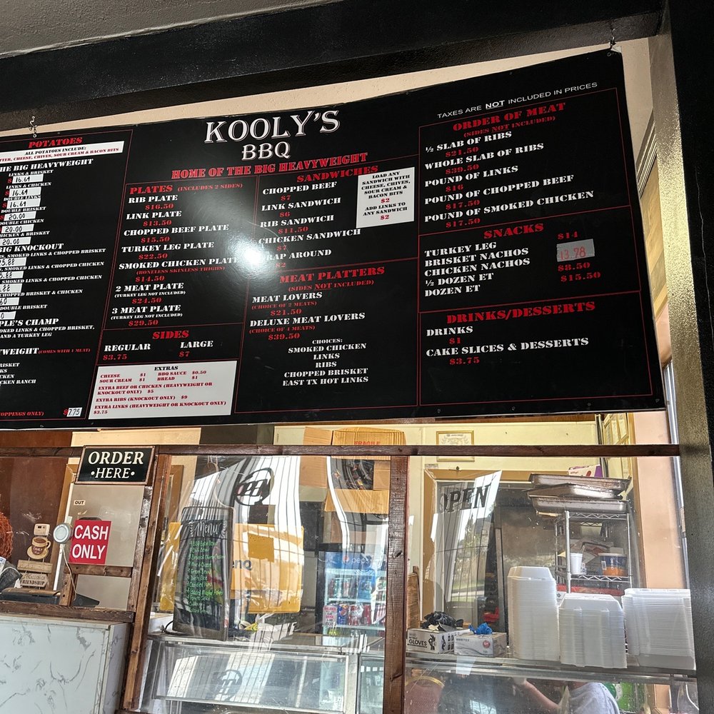 Kooly's BBQ - Menu - Barbeque Near Me - Dallas, Texas