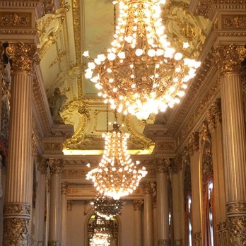 Teatro Colón - Beautiful golden chandeliers in one of the after event rooms - Performing Arts Near Me - Buenos Aires, C