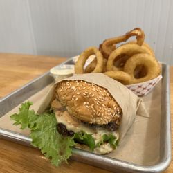 Acme Burger - College Ave - Double Acme Burger with onion rings