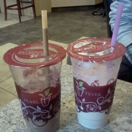 Choc smoothie and green milk tea. Choc smoothie and green milk tea.