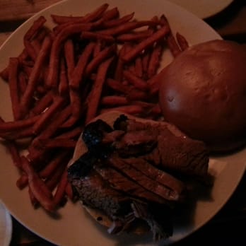 Smoke Shack - Brisket sandwich ($13.50, served with sweet potato fries or kettle chips). Not a fan of the not hot meat or buns - Barbeque Near Me - Milwaukee, Wisconsin Smoke Shack - Brisket sandwich ($13.50, served with sweet potato fries or kettle chips). Not a fan of the not hot meat or buns - Barbeque Near Me - Milwaukee, Wisconsin
