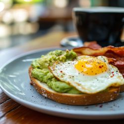 Avocado Toast with Egg and Bacon
