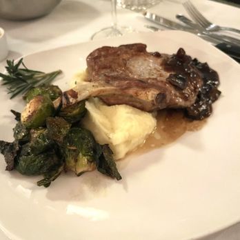 Miro's Restaurant - Sous vide juicy bone in pork chop Juiciest chop in my life. - Modern European Near Me - Palm Springs, California Miro's Restaurant - Sous vide juicy bone in pork chop Juiciest chop in my life. - Modern European Near Me - Palm Springs, California