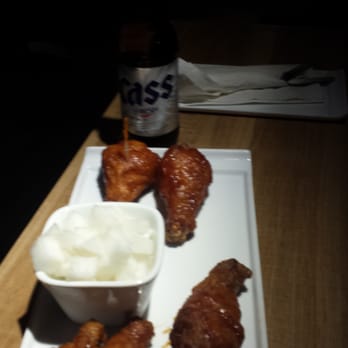Bonchon Navy Yard - Half and half drum sticks with Cass - Chicken Wings Near Me - Washington, DC, District of Columbia